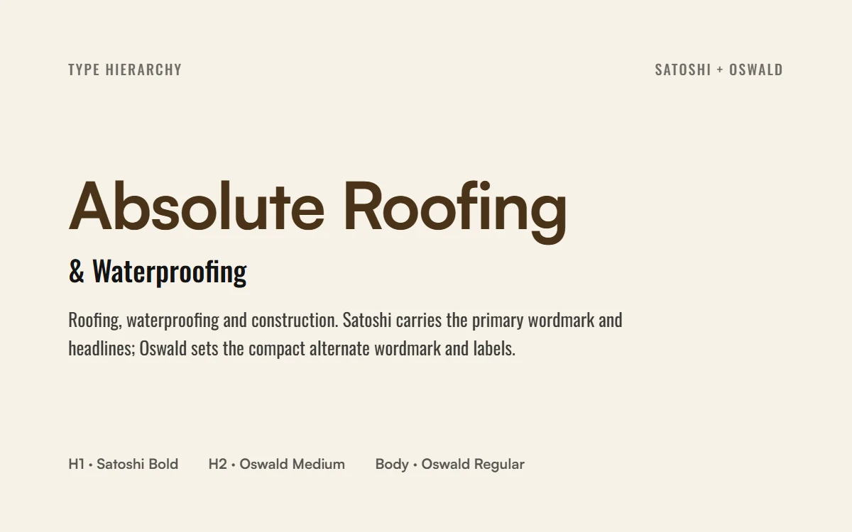 Absolute Roofing & Waterproofing typography specimen 2
