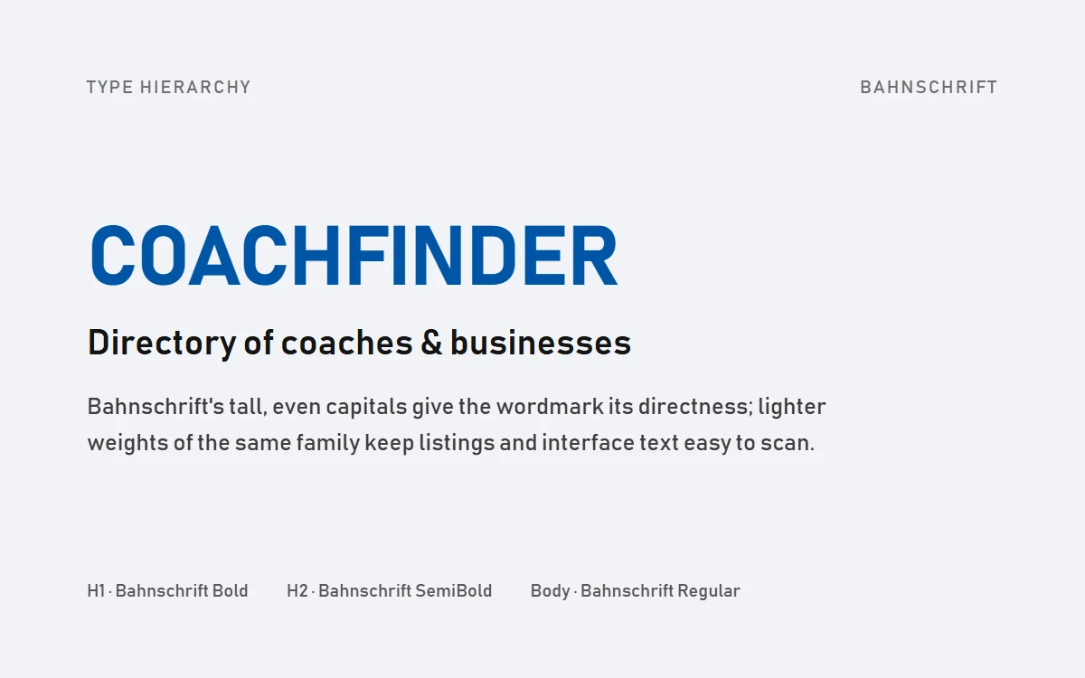 Coach Finder typography specimen 2