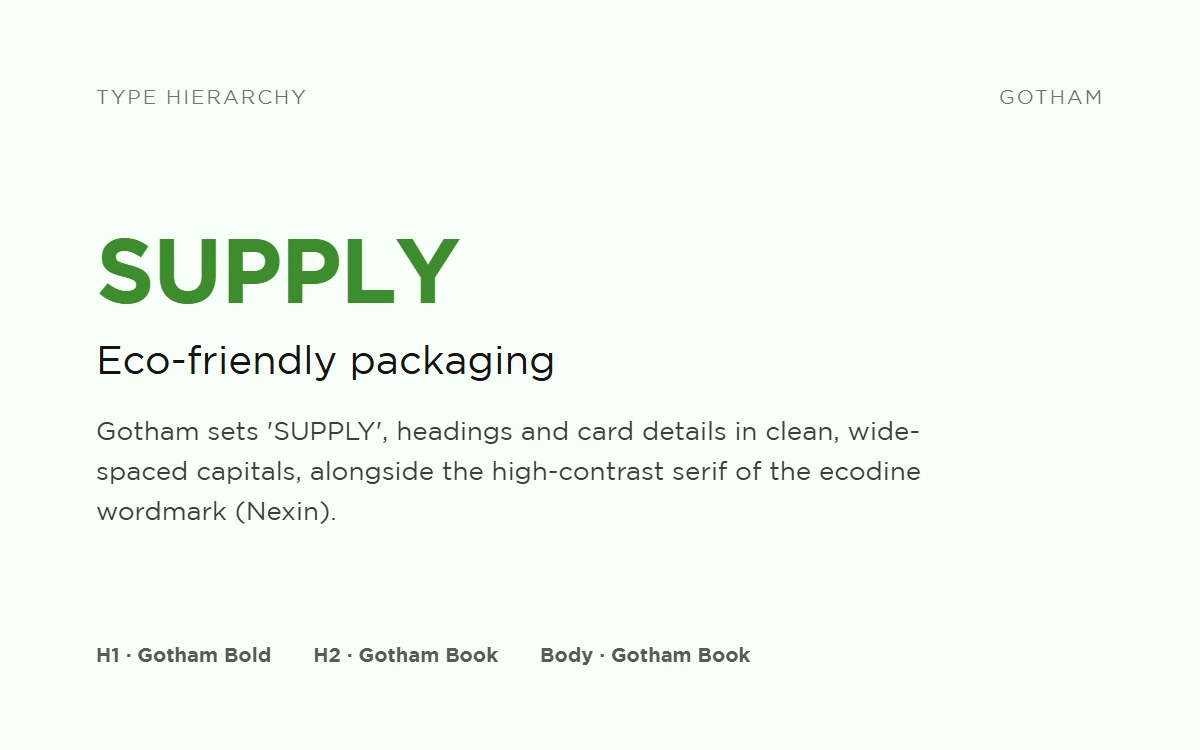 Ecodine Supply typography specimen 2