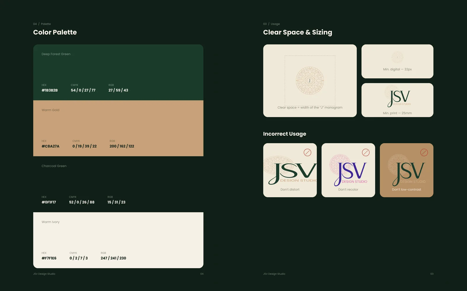 JSV Design Studio brand application 2
