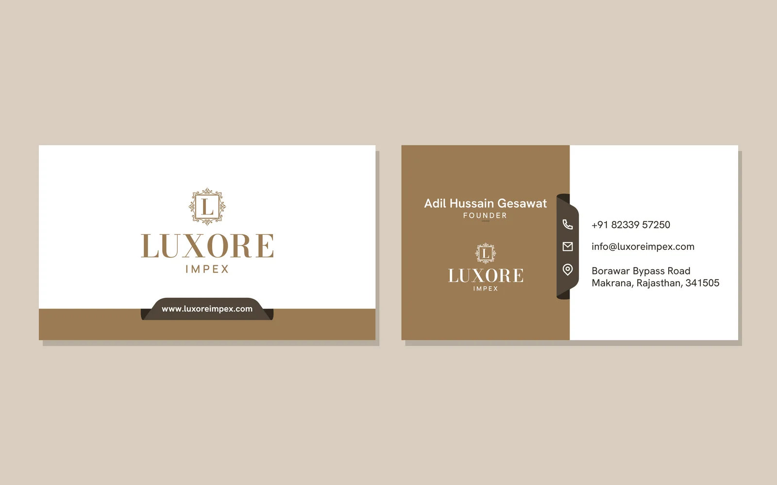 Luxore Impex print and collateral