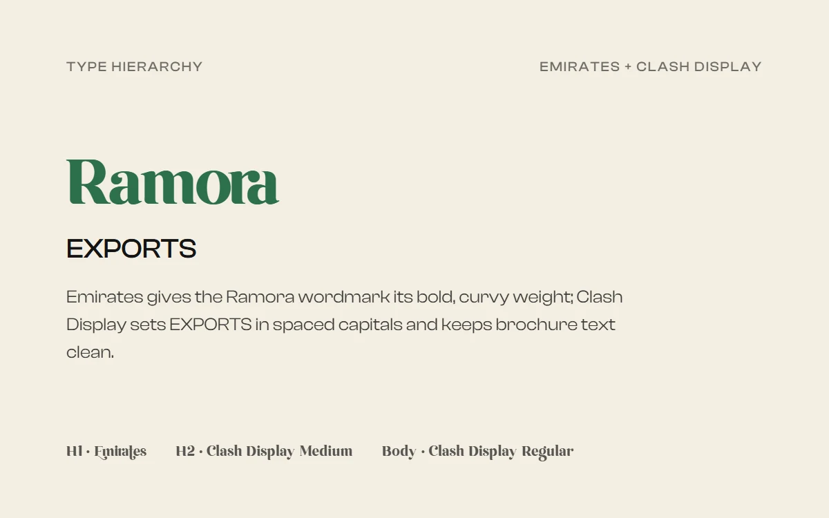 Ramora Exports typography specimen 2
