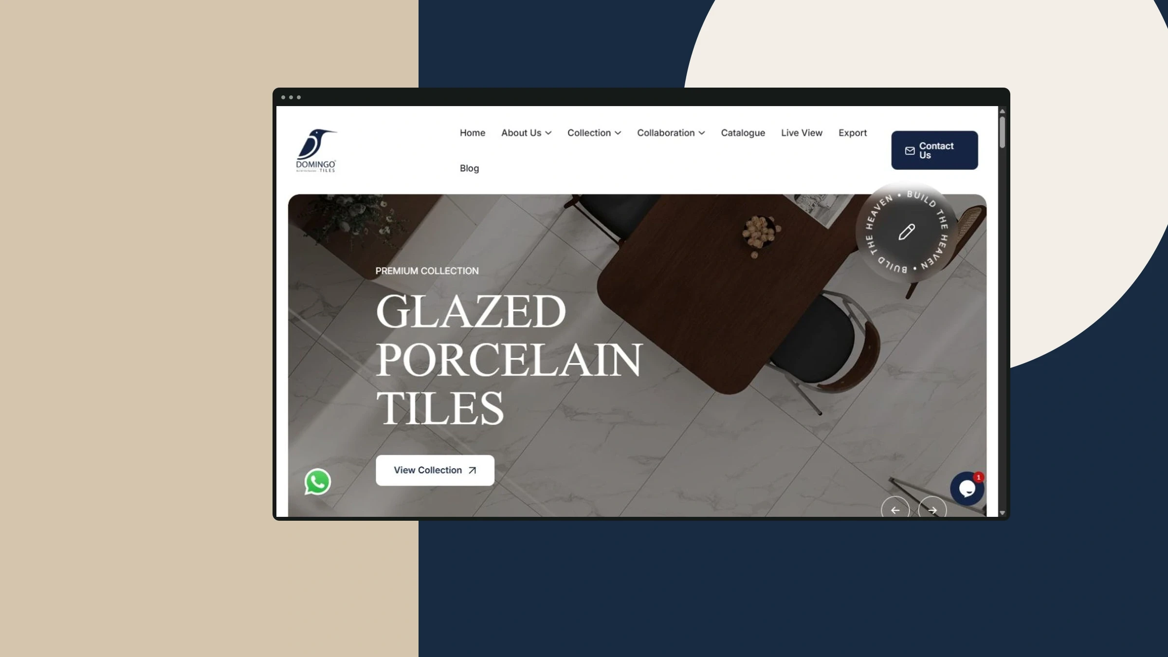 Domingo Tiles website mockup