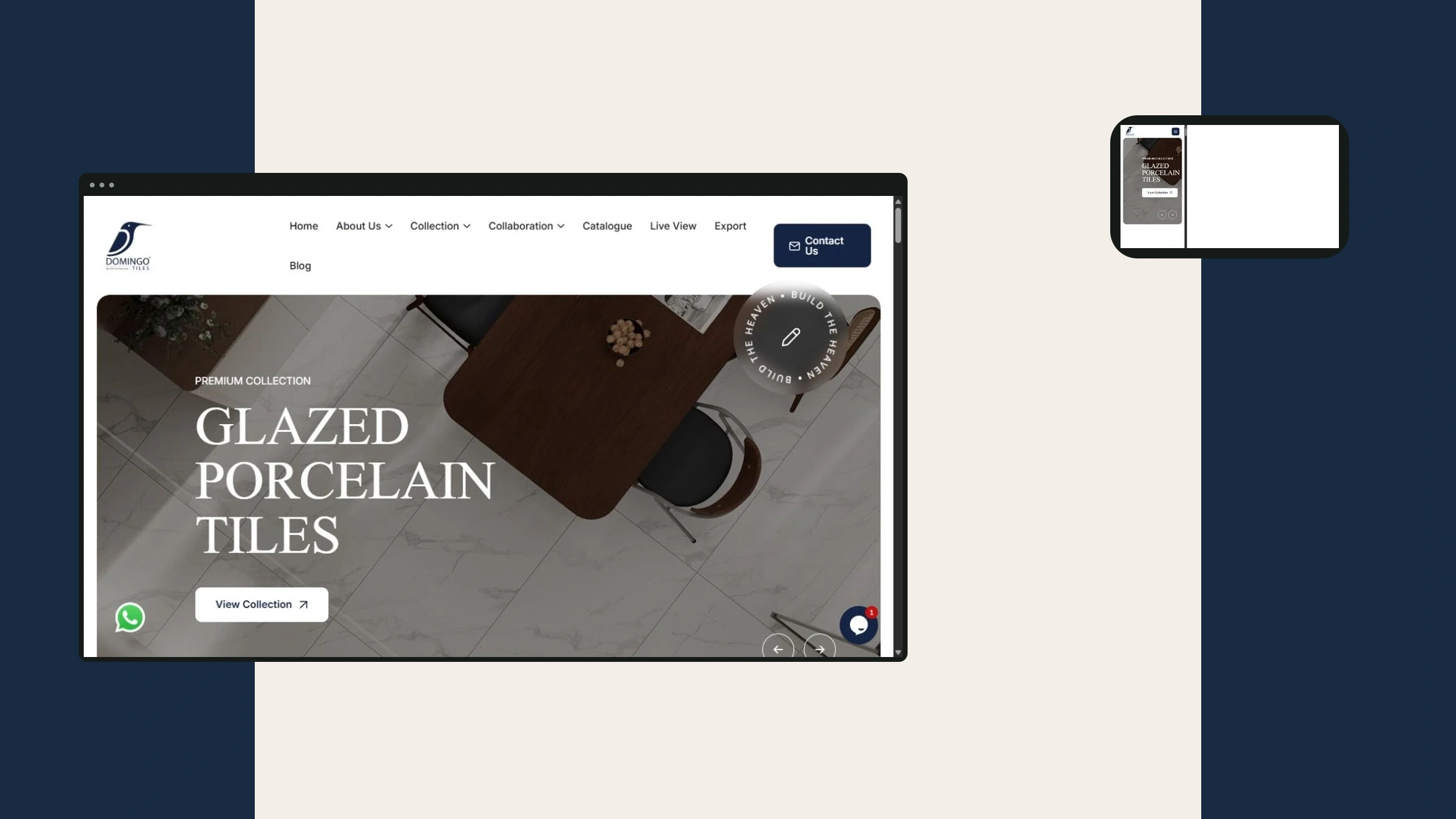 Domingo Tiles website mockup