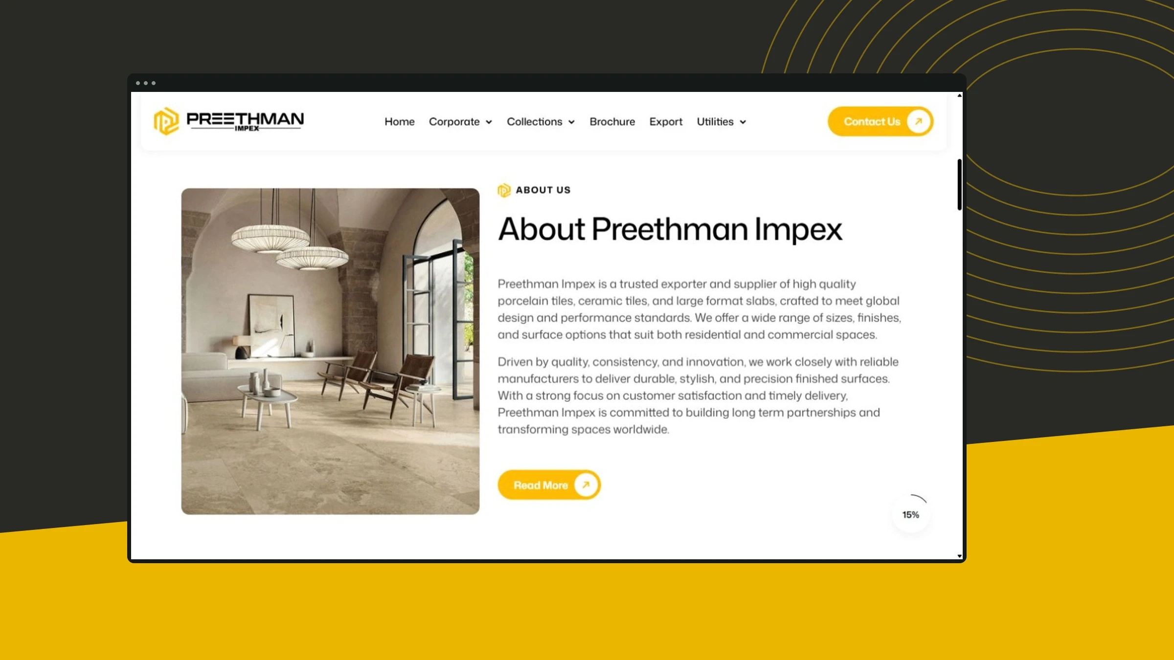 Preethman Impex website mockup
