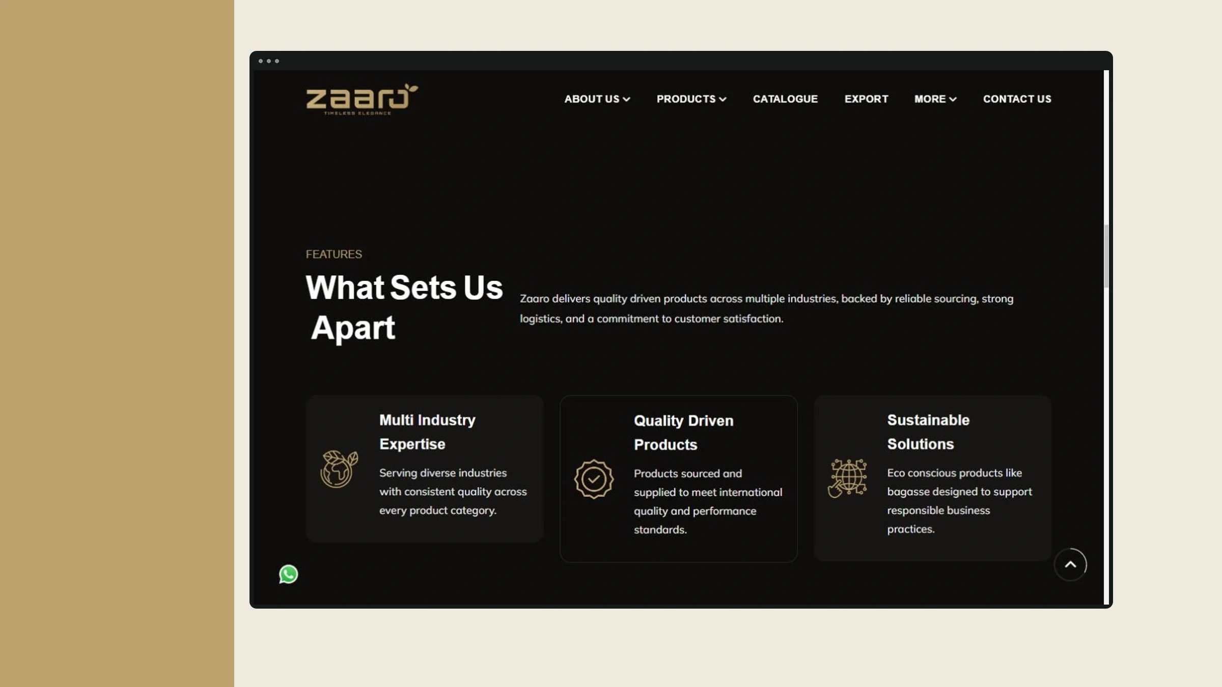 Zaaro Exports website mockup
